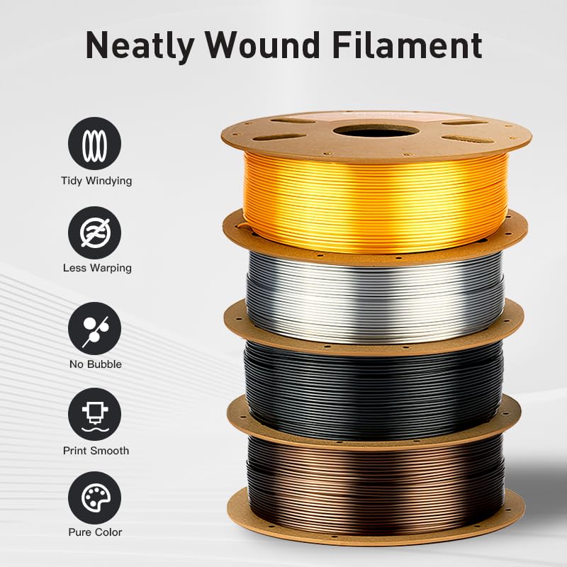 ERYONE Ultra Silk PLA Filament for 3D Printer, 1.75mm +/- 0.03mm, 1kg (2.2LBS)/Spool, Ultra Silk Gold - Image 4